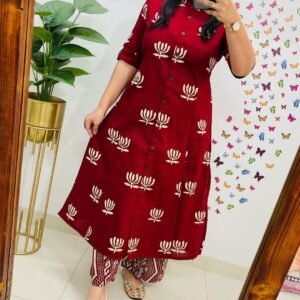 Pure Cotton Red Stunning Kurti
